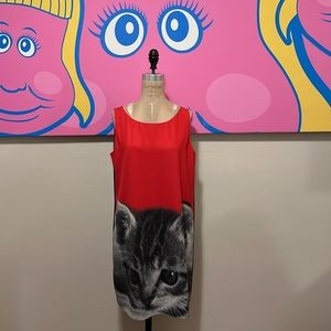 Moschino Cheap Chic Red Black Cat Shift Dress